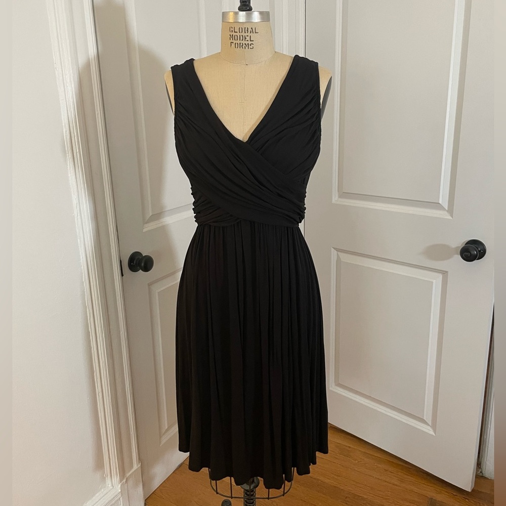 NWOT - Anthropologie Black Draped Bodice Dress - Size Large